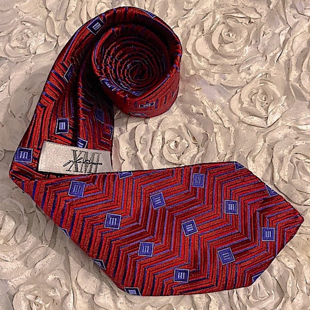 New XMI Platinum mens silk striped tie